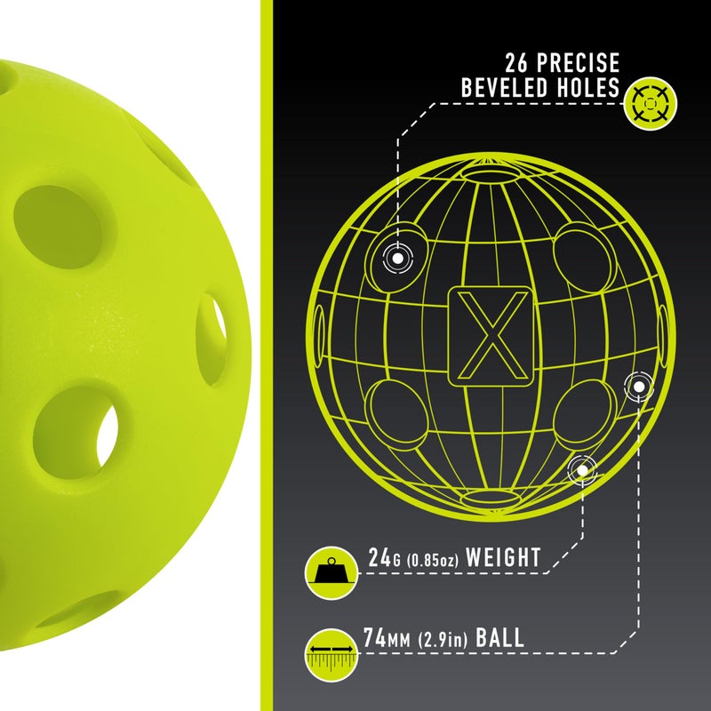 Franklin Sports X-26 Pickleballs - Indoor - 3 Pack - USAPA Approved - Optic - Image 2